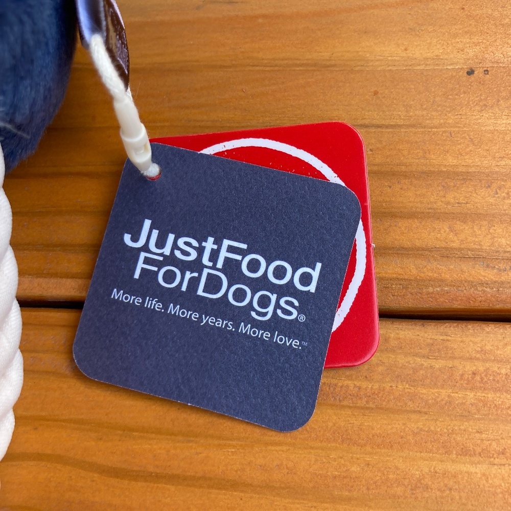 NWT P.LA.Y. Gnome Dog Rope Crinkle Toy with "Just Food For Dogs" Branding - Picture 4 of 5